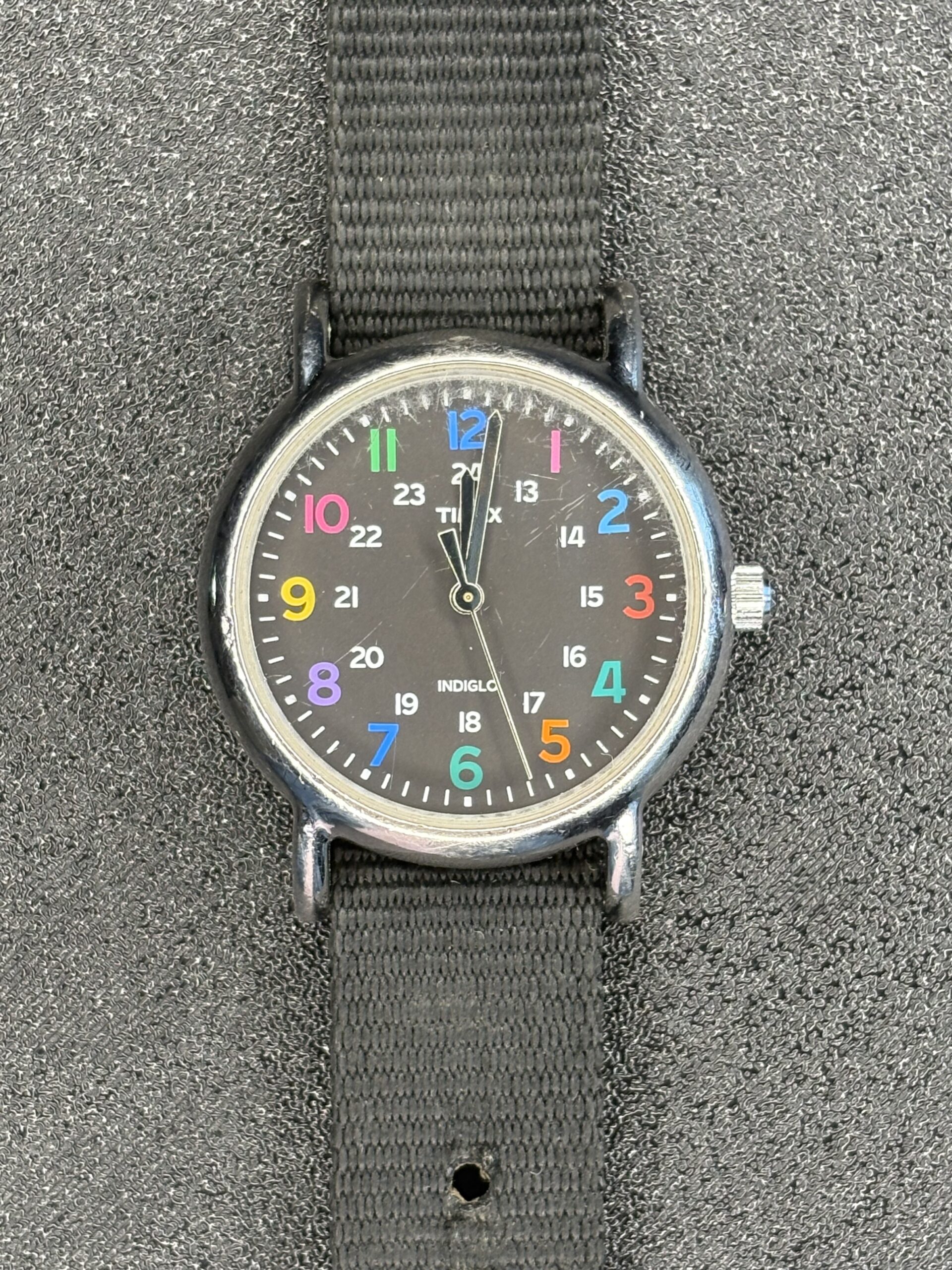 Timex T2P495 Rainbow Numeral INDIGLO Watch with Black Nylon Strap