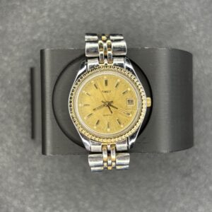Timex Two-Tone Quartz Watch with Gold Dial and Date Function