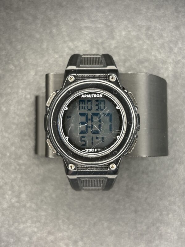 Armitron 45/7068 Digital Sport Watch, 330FT Water Resistance, Black Resin Strap