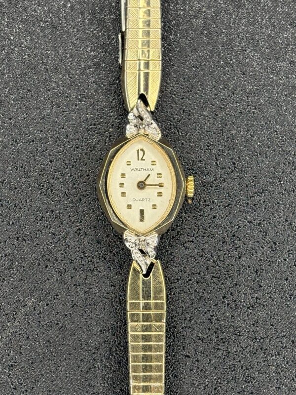 Waltham Women’s Quartz Watch Gold Tone Bow Accent Expansion Band