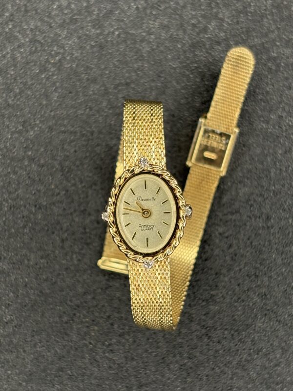 Armitron Deauville Women’s Quartz Watch Gold Tone Mesh Band Rope Bezel