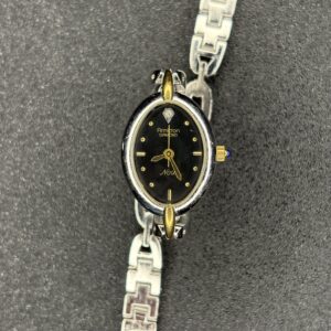 Armitron Women’s Diamond Watch Black Dial Two Tone Link Bracelet