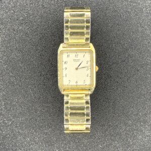 Vintage Seiko Gold-Tone Rectangular Quartz Women's Watch with Stretch Speidel Band
