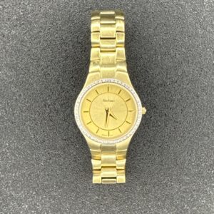 Sharbuno Women's Gold-Tone Quartz Watch with Crystal-Embellished Bezel