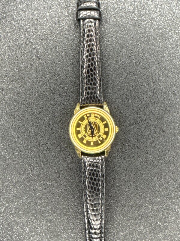 Alabama AM University Gold-Tone Quartz Watch with Leather Strap