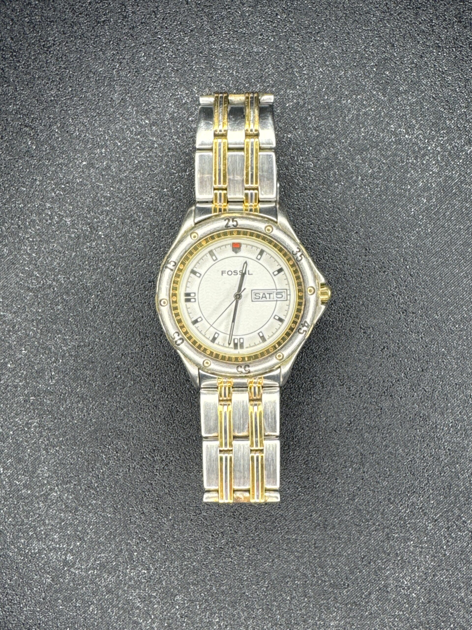 Fossil Date Two Tone Mens Watch AM-2974