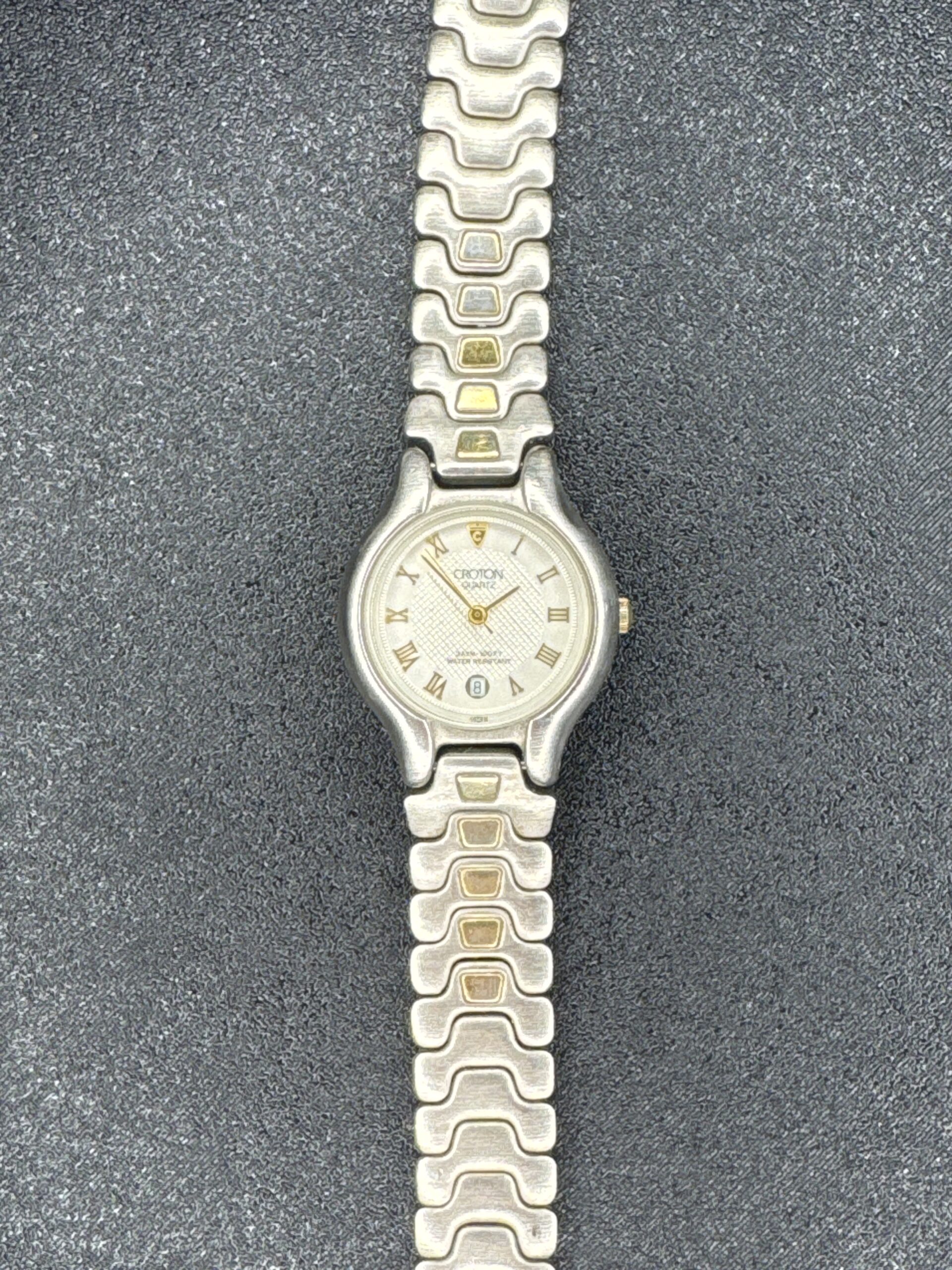 Croton Date Two Tone Mens Watch Quarts GP