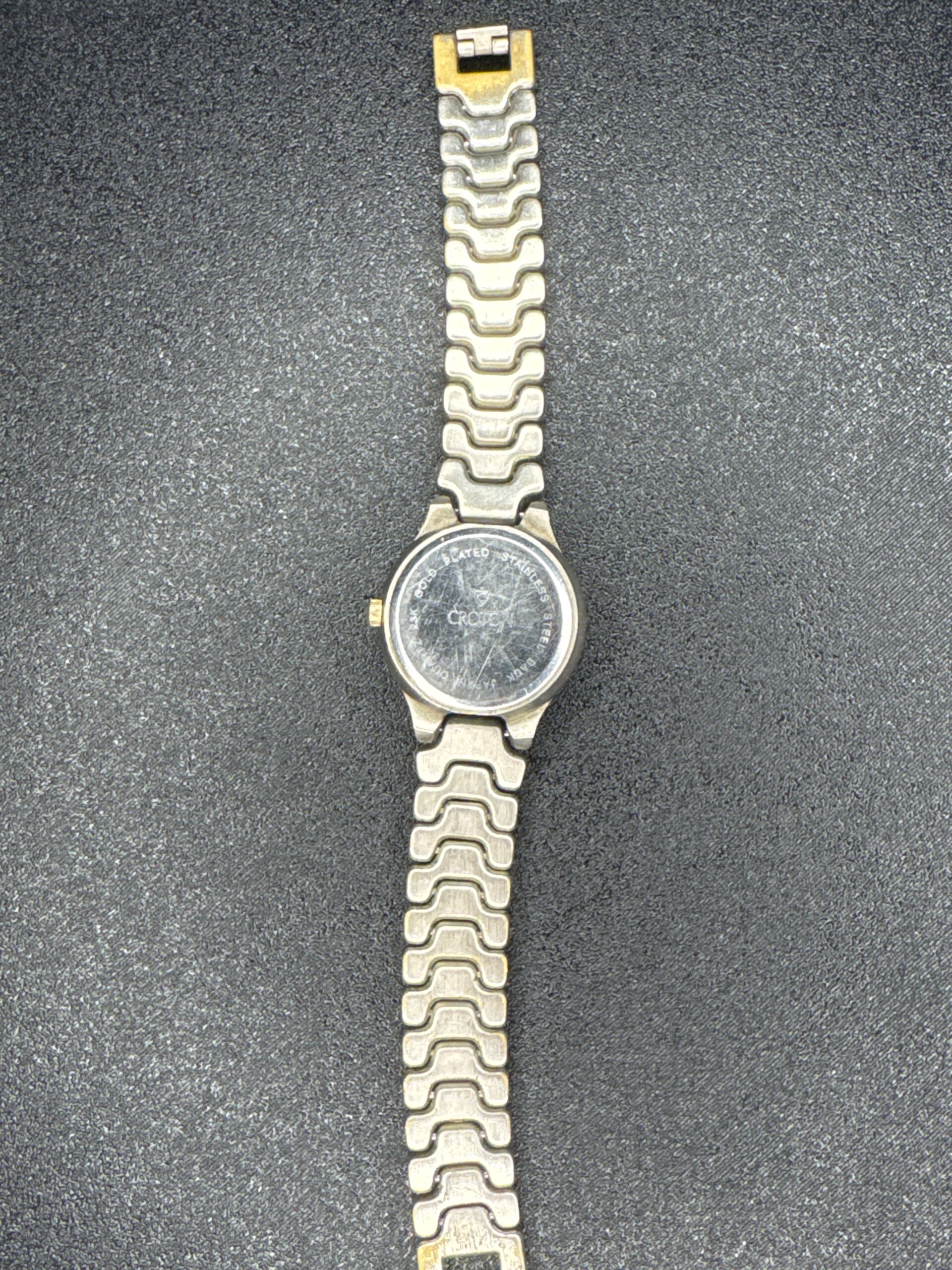 Croton Date Two Tone Mens Watch Quarts GP - Image 2