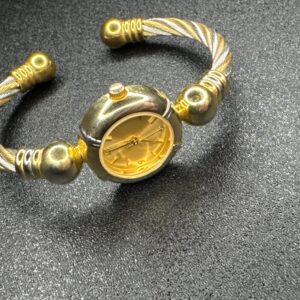 Quarts Watch Clamp Bracelet Unisex 25k gold plating